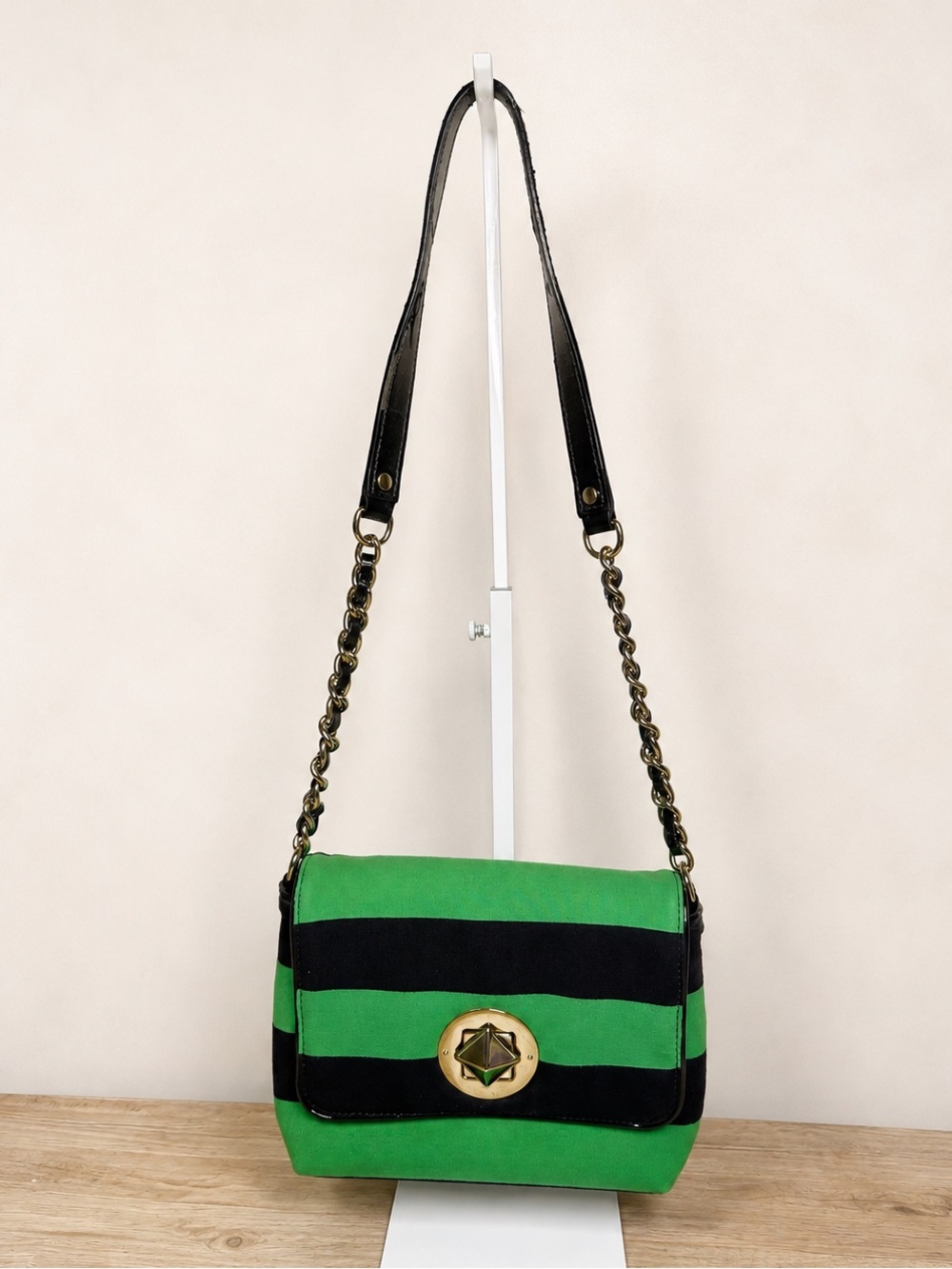 Kate Spade Storybook Cambridge Stripe - Green & Navy Shoulder Bag PXRU3068